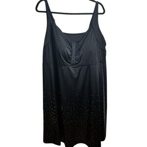 NWT Swimsuits For All Women's Black/Gold One-piece Swimsuit Sz 30